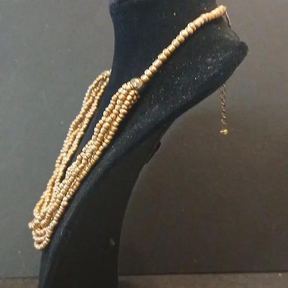 Elegant Gold Multi Stramd Beaded Necklace - Picture 4 of 8